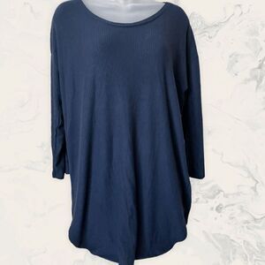 Three Dots Essential Knit 3/4 Scoop Neck Tee - Size Xl - Navy